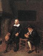 Quirijn van Brekelenkam Interior with a smoking and a drinking man by a fire. France oil painting artist